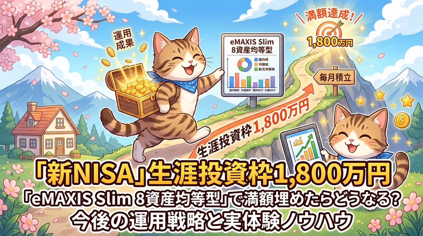 【新NISA】生涯投資枠1,800万円を「eMAXIS Slim 8資産均等型」で満額埋めたらどうなる？今後の運用戦略と実体験ノウハウ