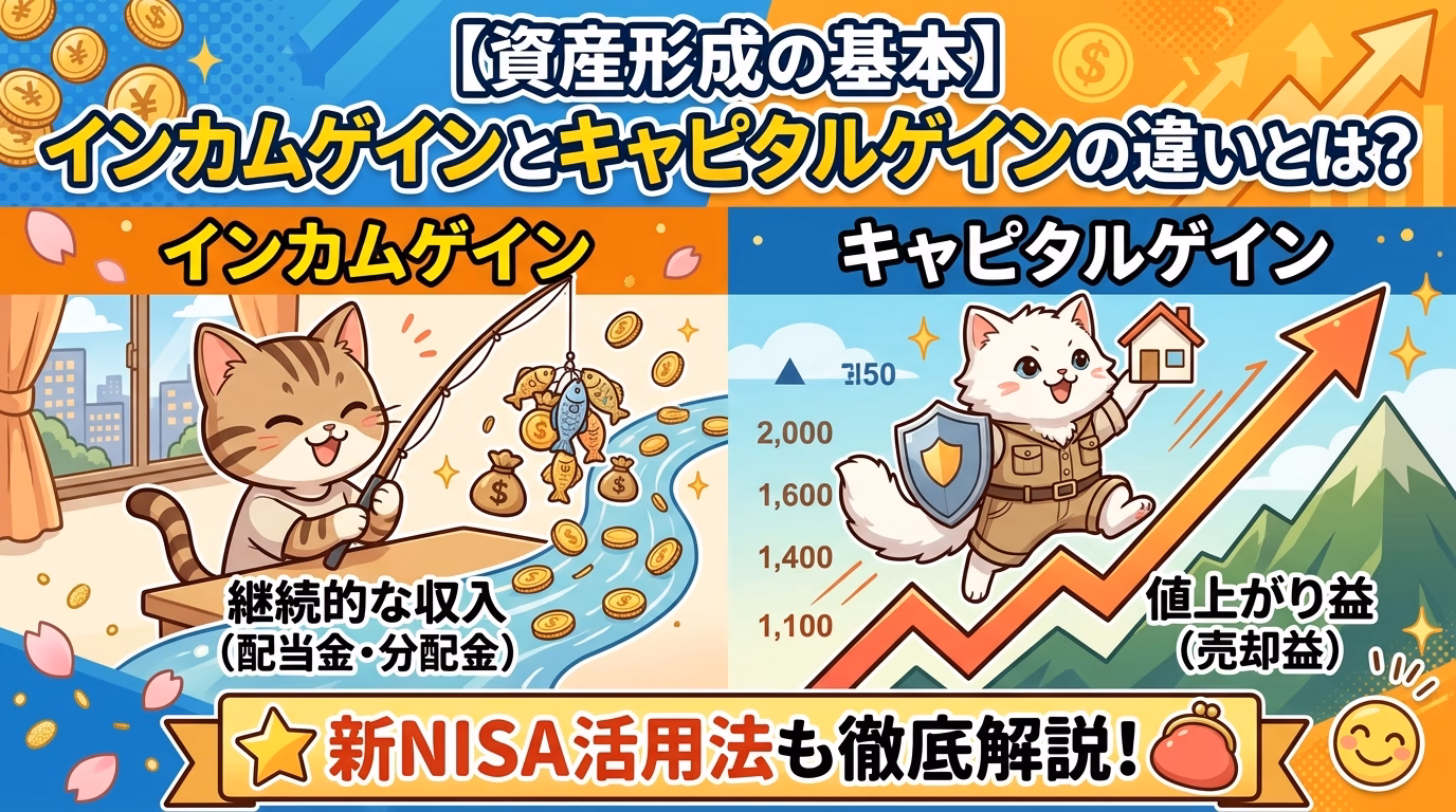 【資産形成の基本】インカムゲインとキャピタルゲインの違いとは？特徴・メリット・新NISAでの活用法を徹底解説