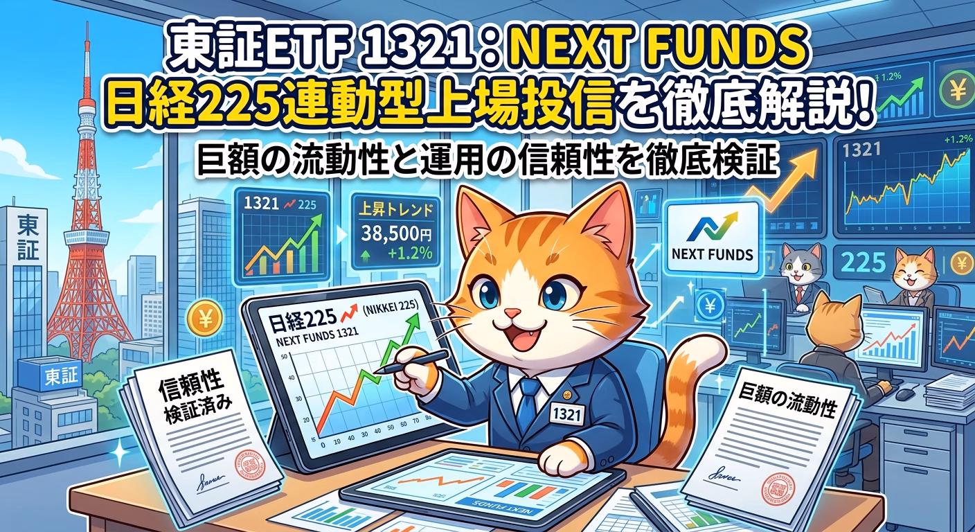 【東証ETF 1321】NEXT FUNDS 日経225連動型上場投信の特徴・評判を徹底解説！日本最大の巨額ETFで堅実運用する極意